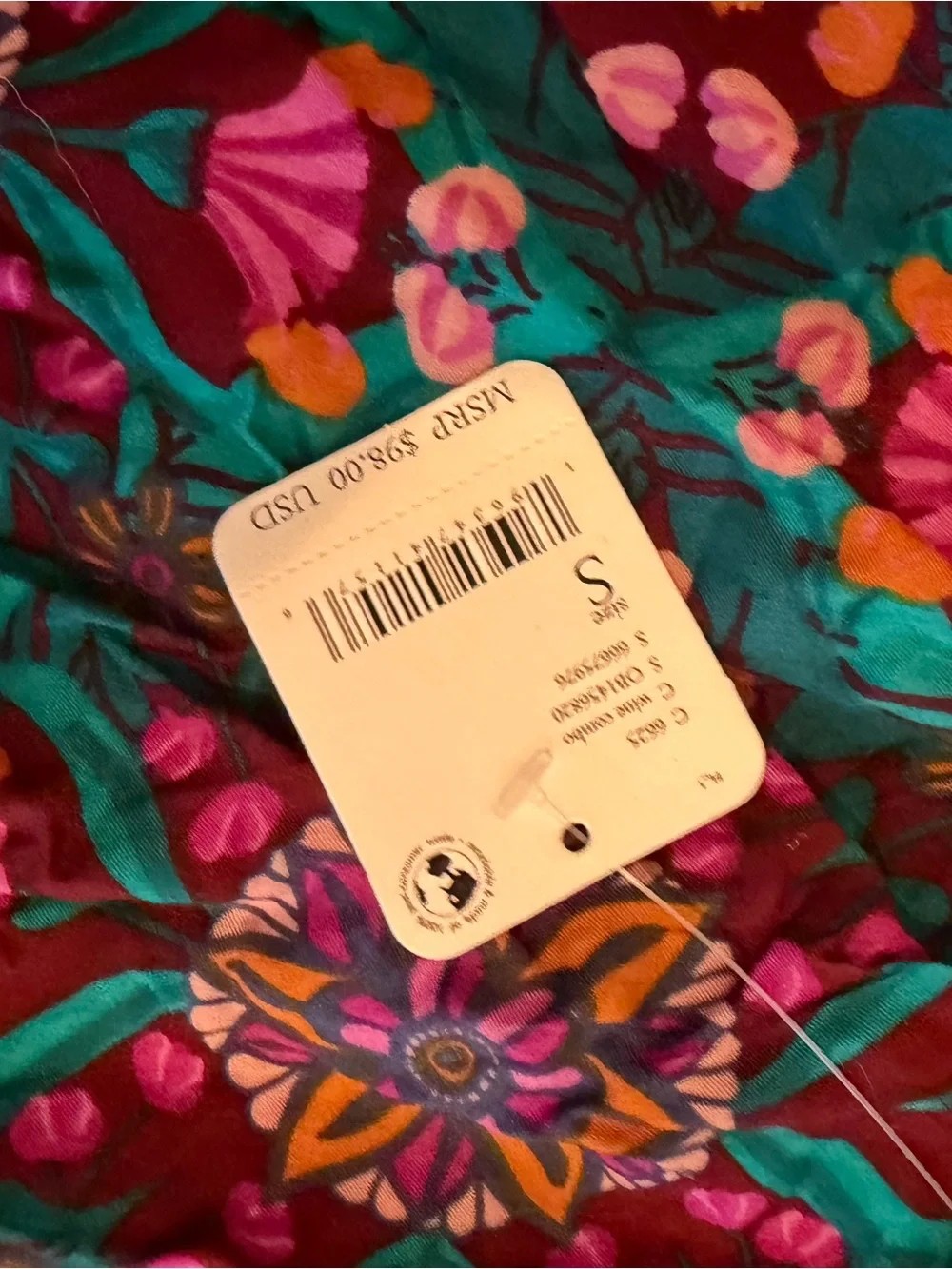 Free People Teal Floral Halter Romper with Pink, Purple & Orange Accents